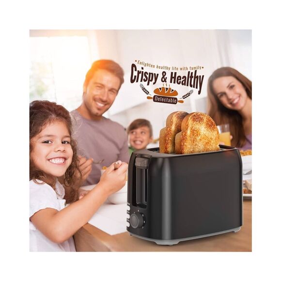 NEW Black Best Rated Wide Slot 2 slice Toaster, 7 Bread Shade Settings - Picture 8 of 8